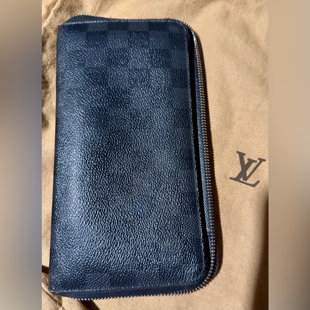 Louis Vuitton Damier Ebene Graphite Zip Around Wallet Zippy Organizer LV *Read